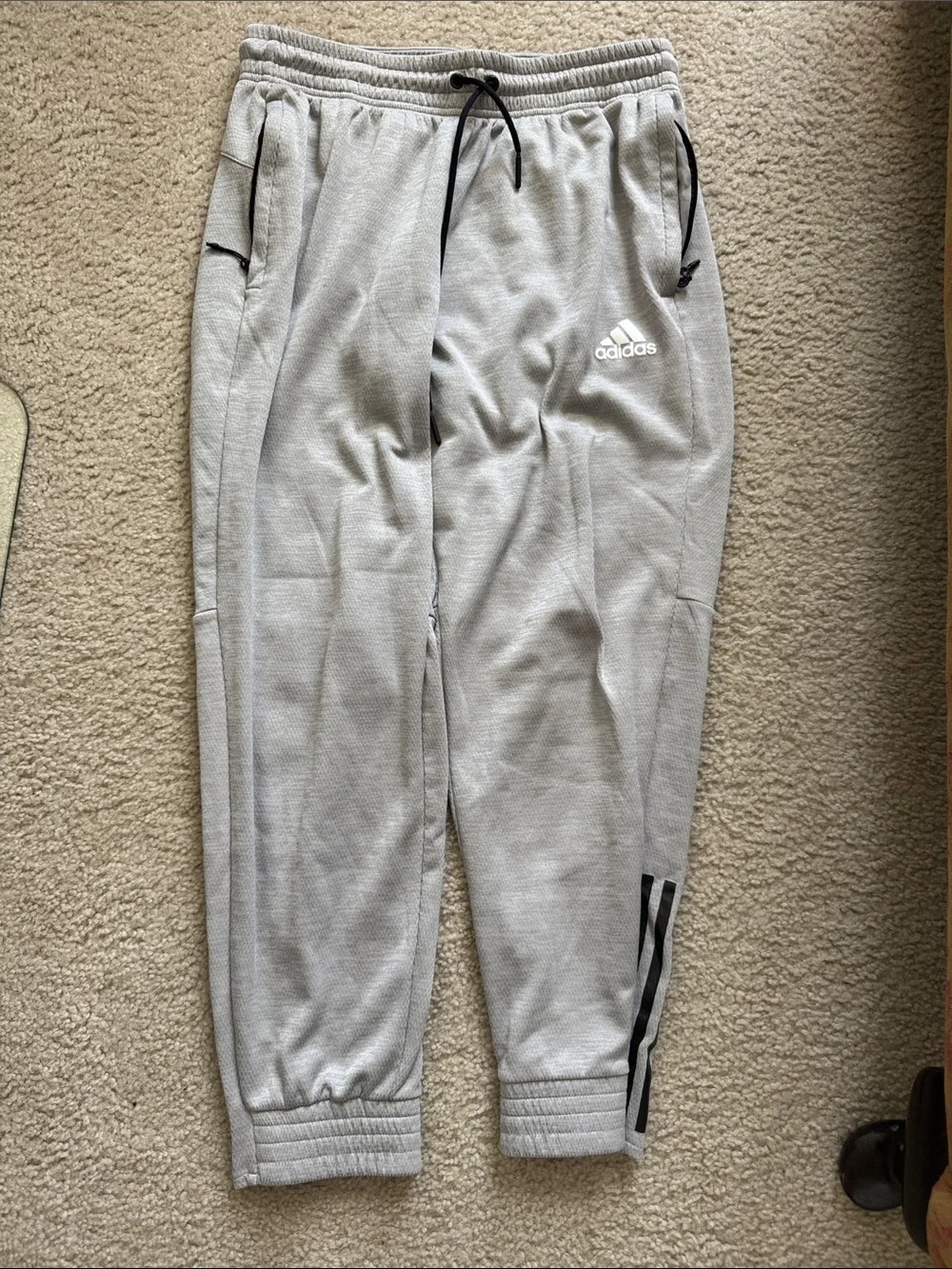 adidas Light Gray Men’s Athletic Jogger Sweatpants